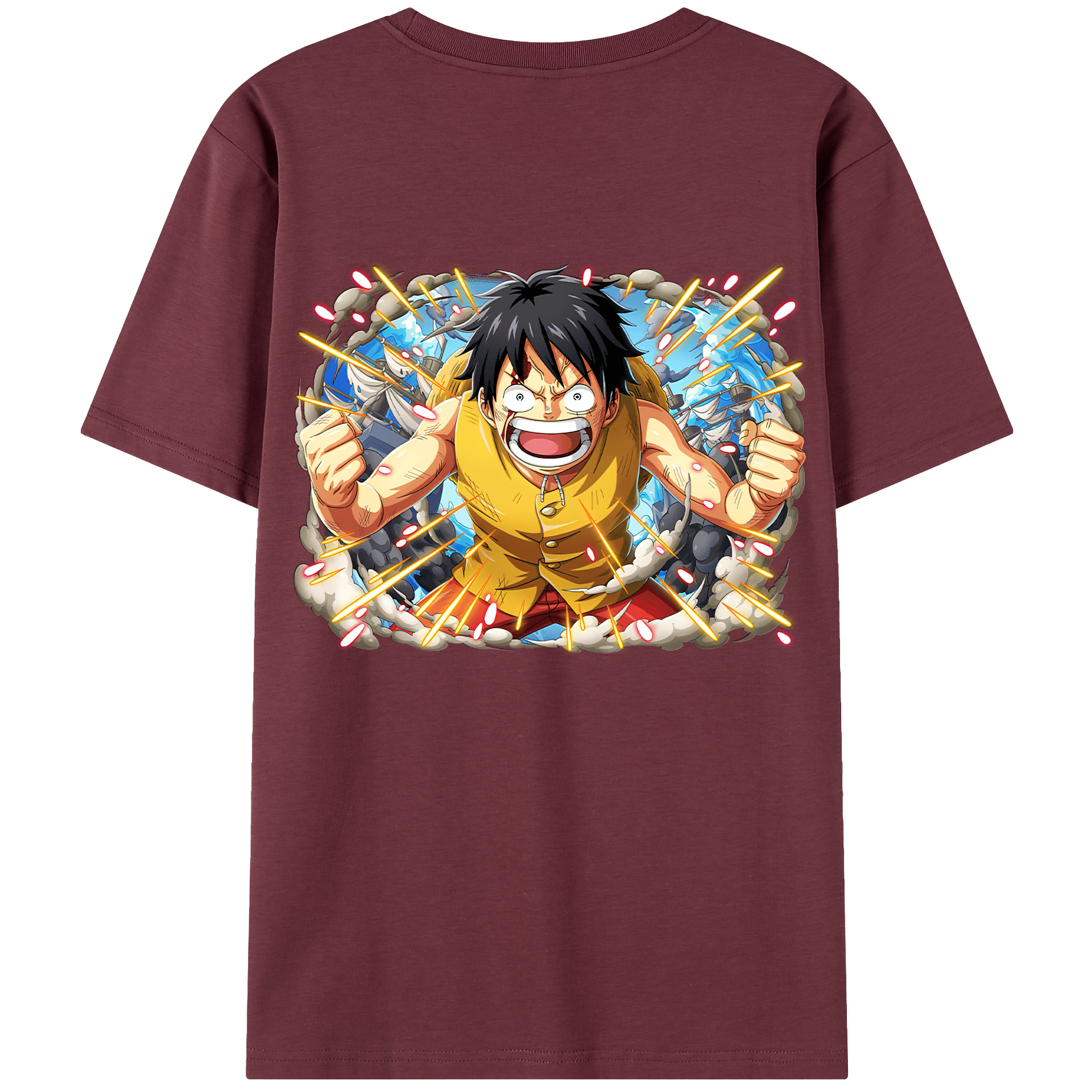 ワンピース モンキー・D・ルフィ ONE PIECE Monkey D. Luffy 綿100％半袖Tシャツ（背面プリント）